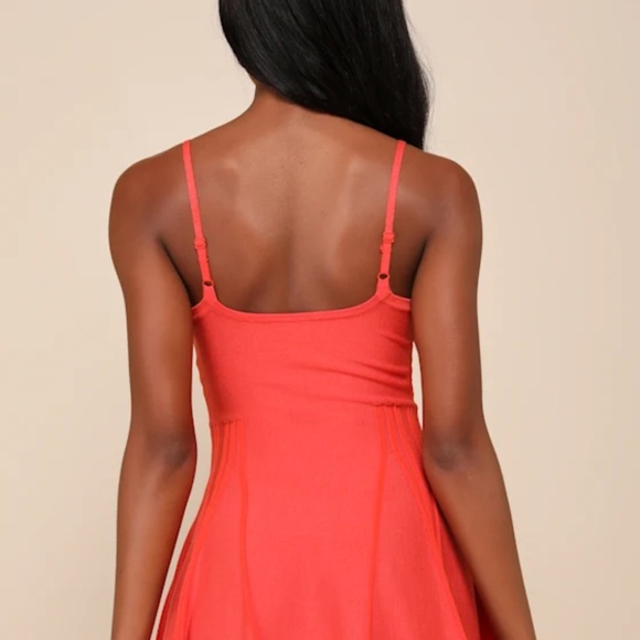 Beautiful Orange Button-Down Sleeveless Dress - Picture 4 of 5